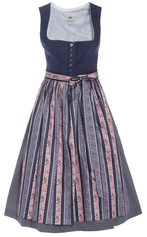 Dirndl, Leinen-Oberteil, marineblau