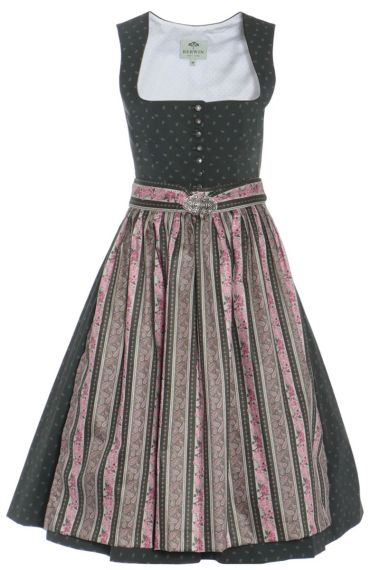 Midi Dirndl Trachtendruck, oliv